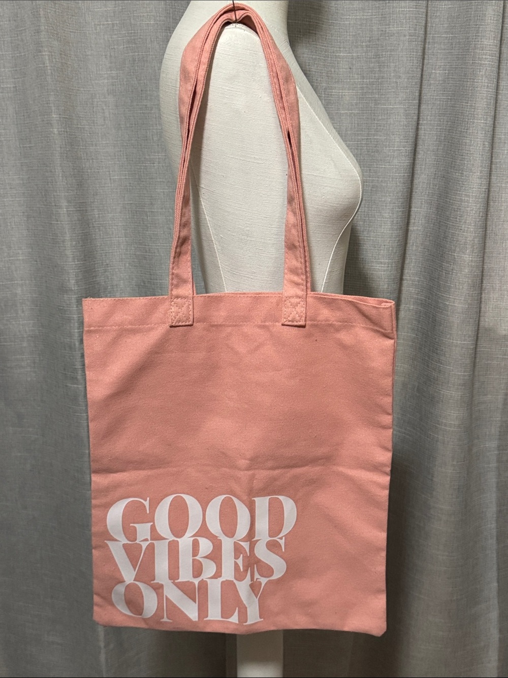 FREE WITH $25 PURCHASE-Cotton Blend Tote-Pink “Good Vibes Only”-Marks